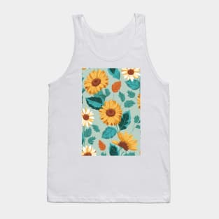 Pastel Colored Sunflowers Pattern Tank Top